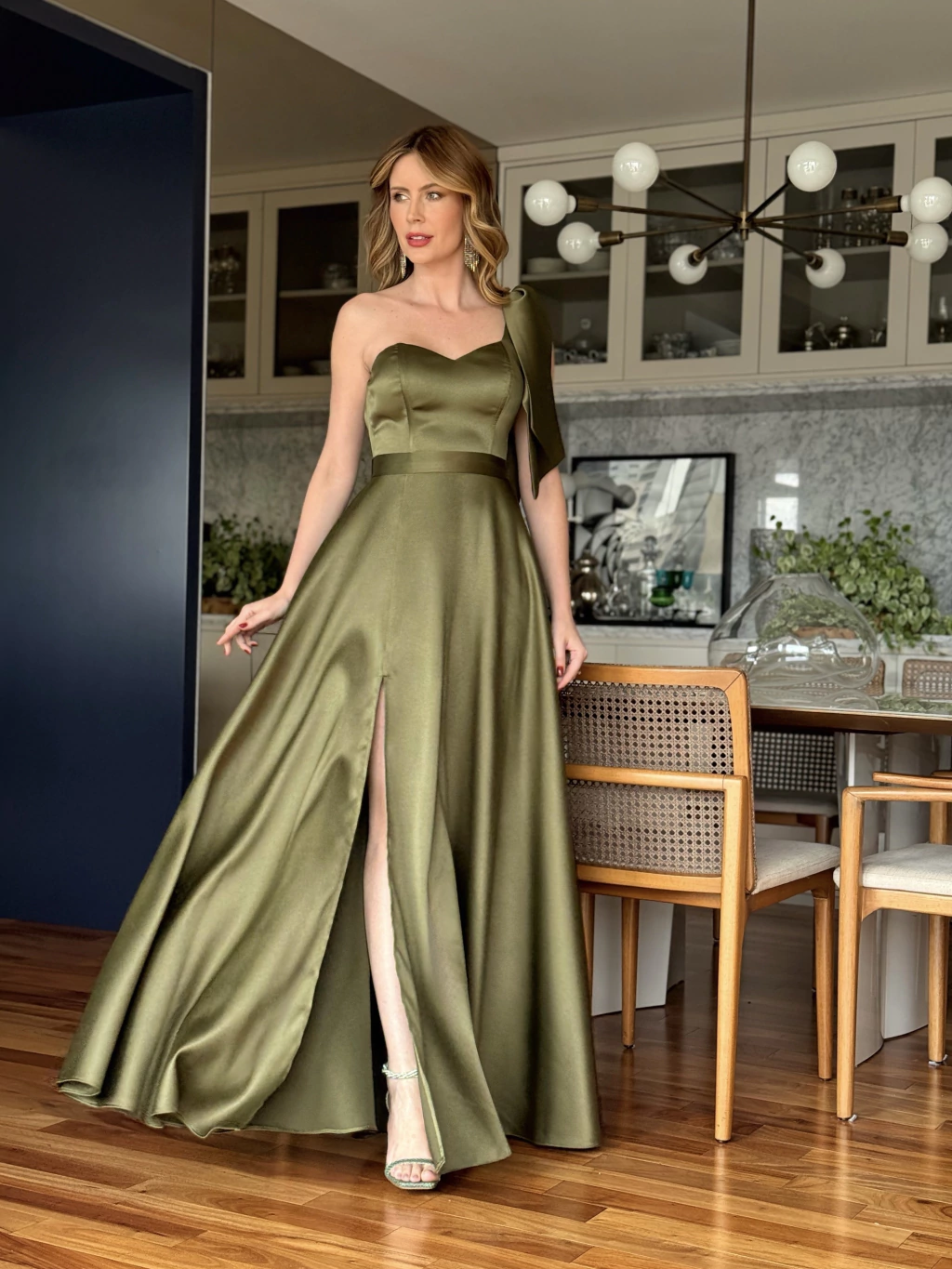 vestido madrinha casamento noite verde