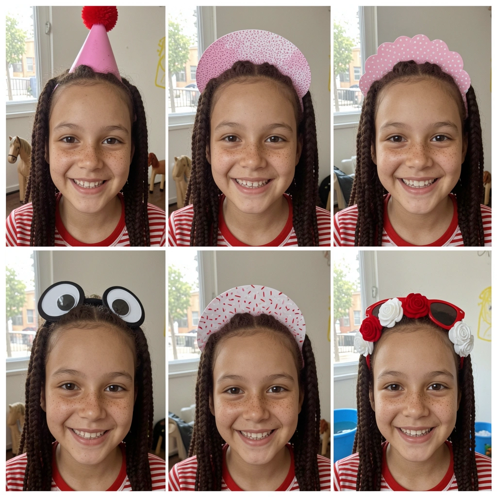Cinco meninos com penteados temáticos diferentes, incluindo moicano colorido, topete com gel, cabelo arrepiado, franja lateral e corte com desenho.