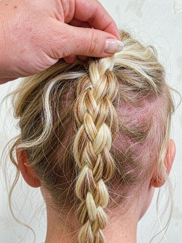 Mulher de costas com cabelo longo liso até a cintura, fios soltos e polidos.