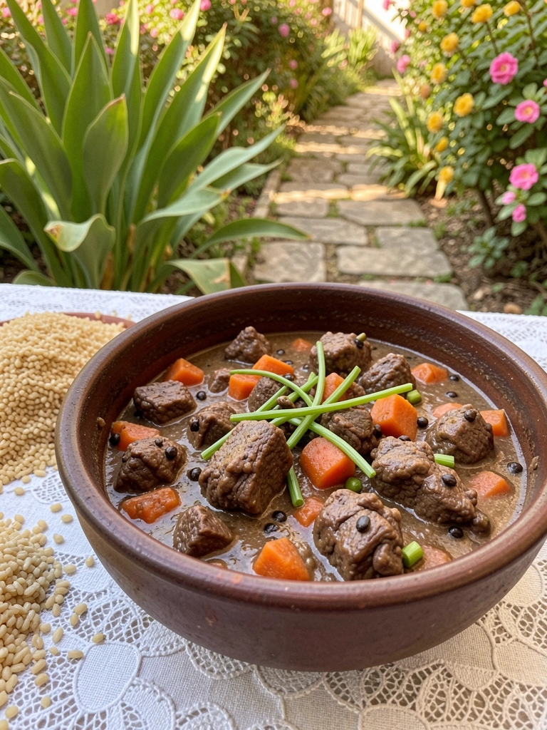 Tábua de carne com fígado, coração, bofe e rins de porco crus, separados, com uma faca ao lado.