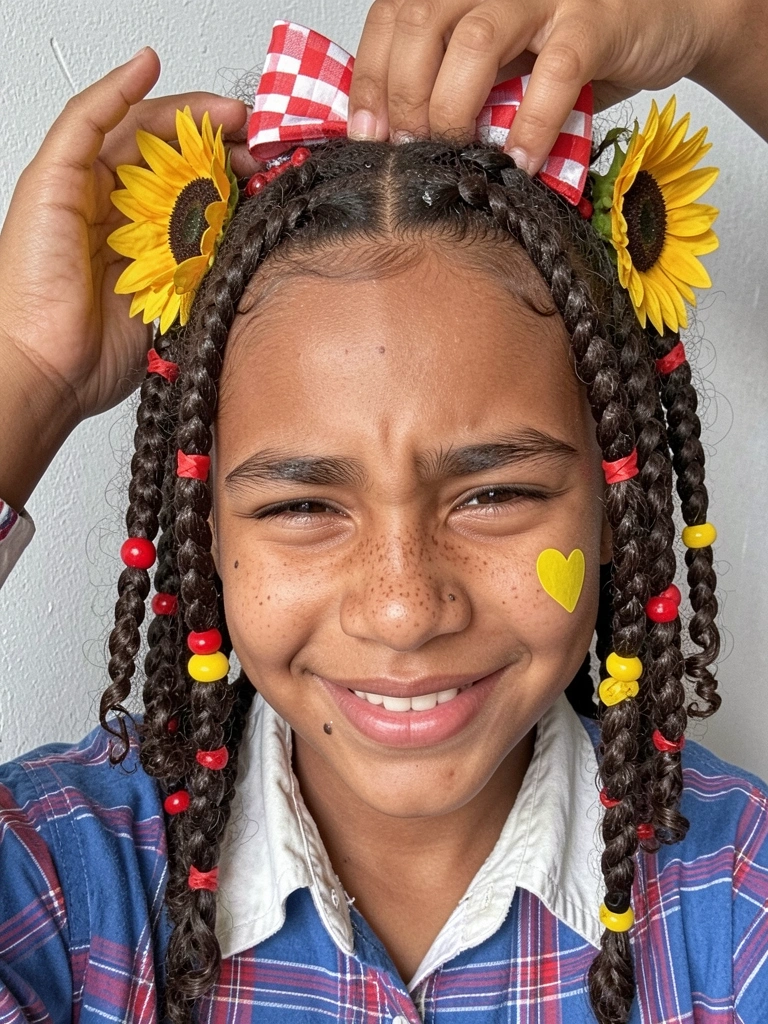 Dedos moldando cachos com gel em cabelo infantil cacheado.