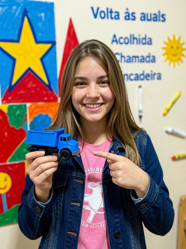 Crianças sentadas em roda no chão da sala, cada uma com M&Ms coloridos nas mãos, professora sorrindo ao centro.