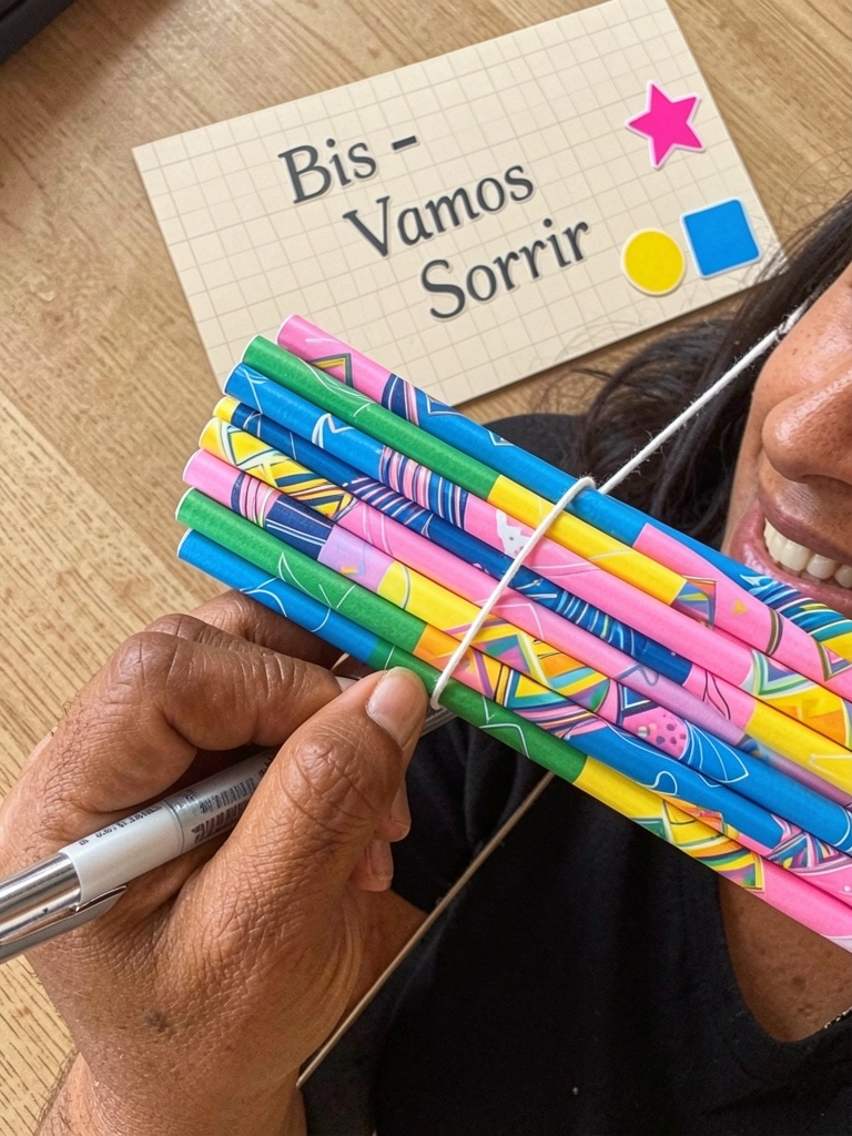 Kit com 36 cartões empilhados e bis separados sobre uma mesa.