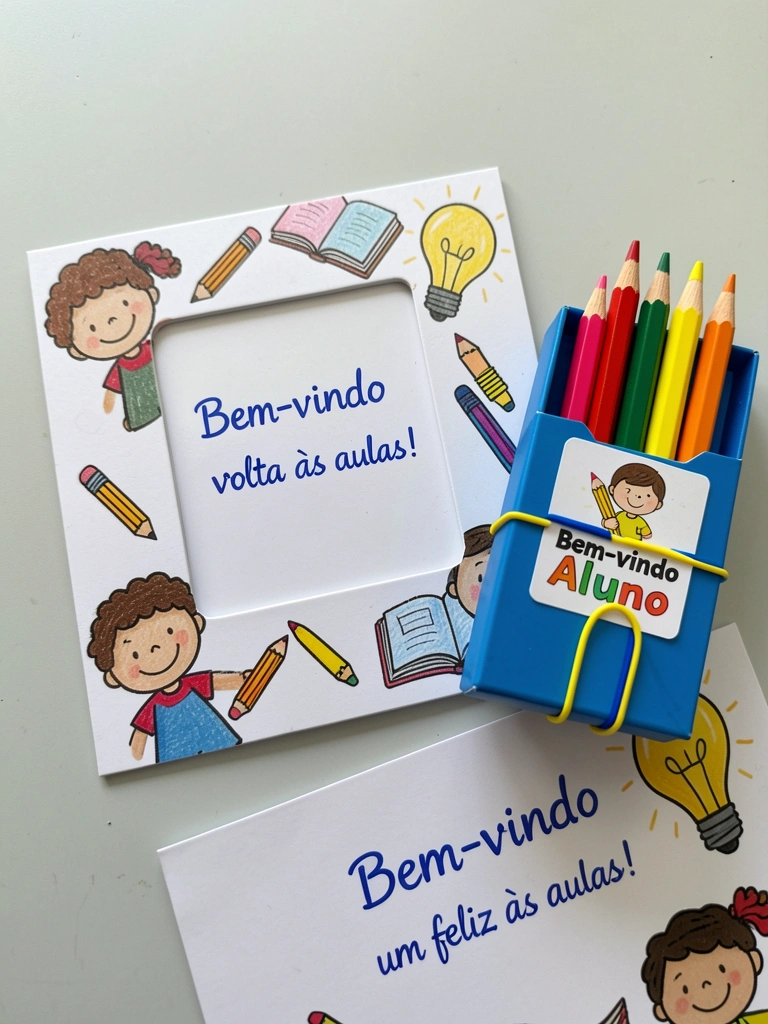 Cartão com moldura decorada e espaço quadrado vazio para foto.