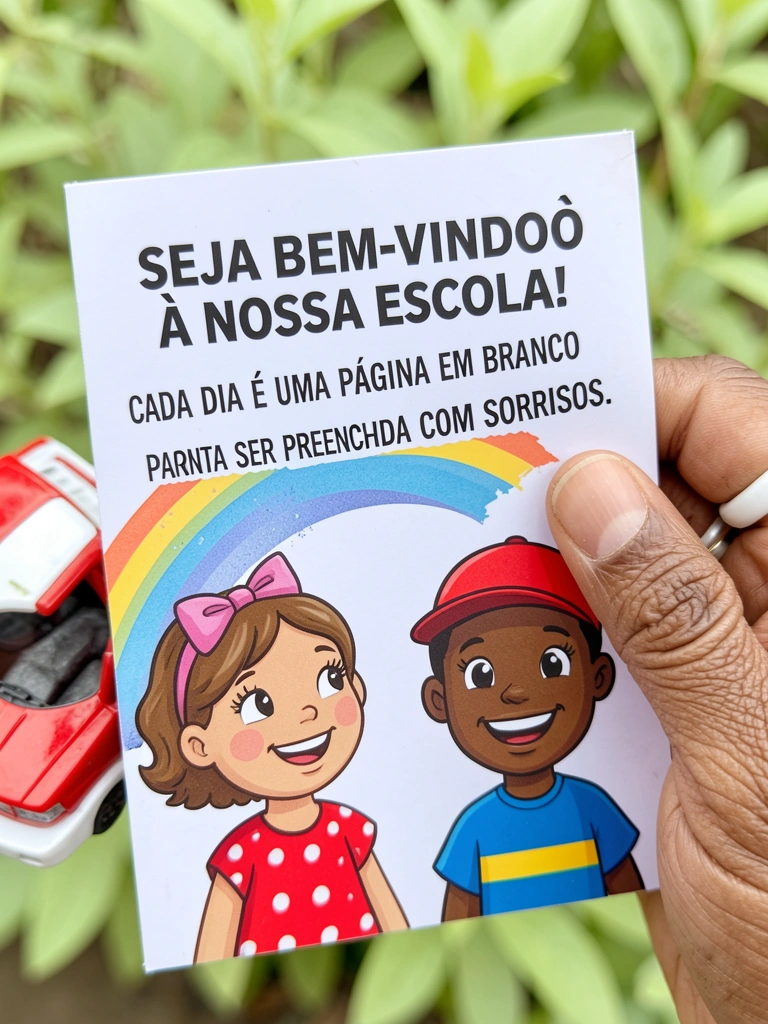Mão segurando tesoura cortando um círculo em papel cartão, ao lado um pacote de balas.