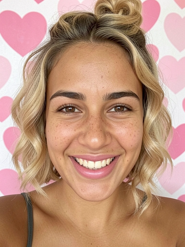 Penteado meio preso com torcidinho em cabelo curto, mostrando laterais e volume suave.