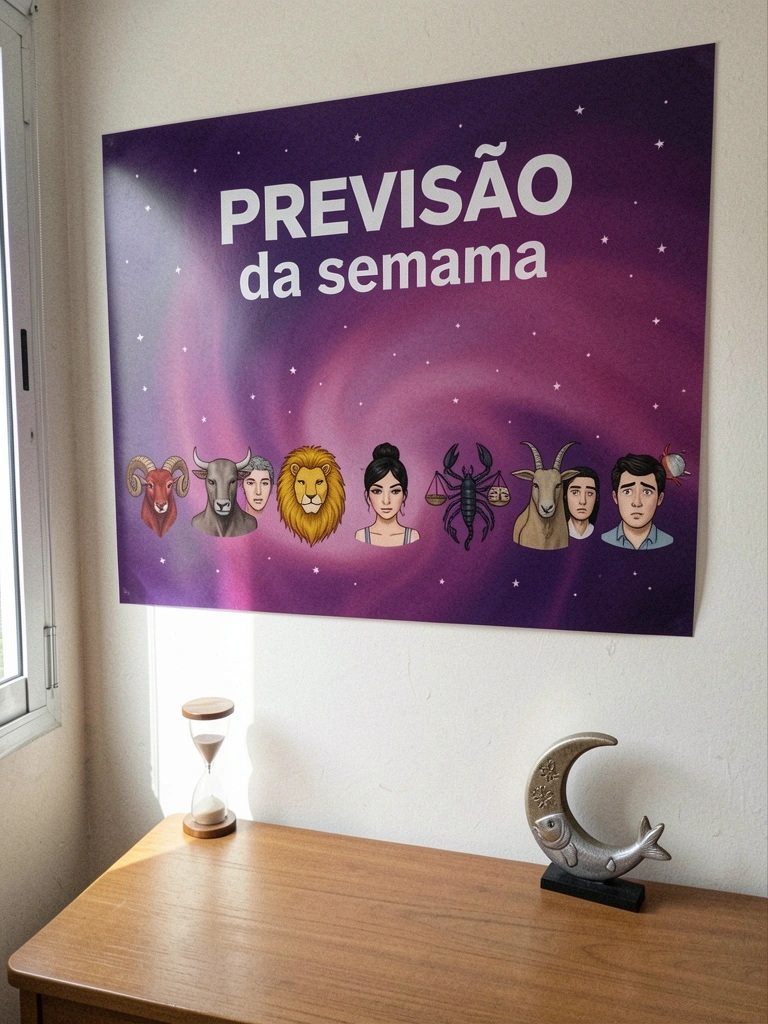 Lua minguante em fundo escuro com uma ampulheta ao lado.