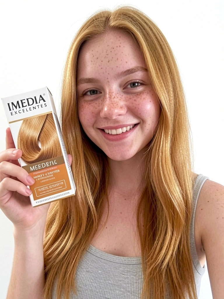 Amostras de cabelo loiro em tons de mel e manteiga, com variações de dourado e bege.