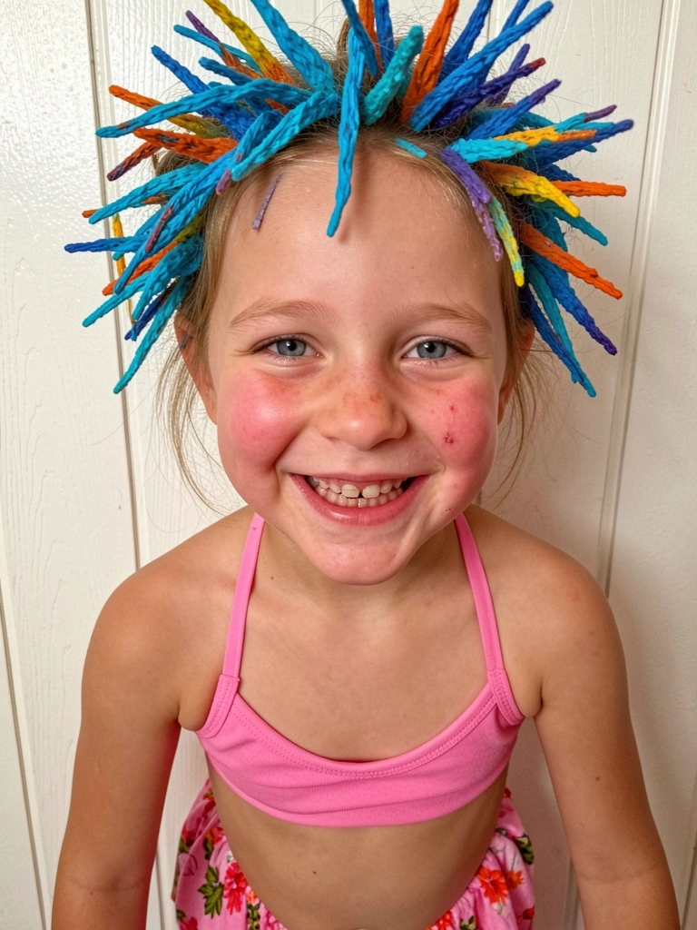 Ícone de pergunta com cabelo azul espetado ao lado.