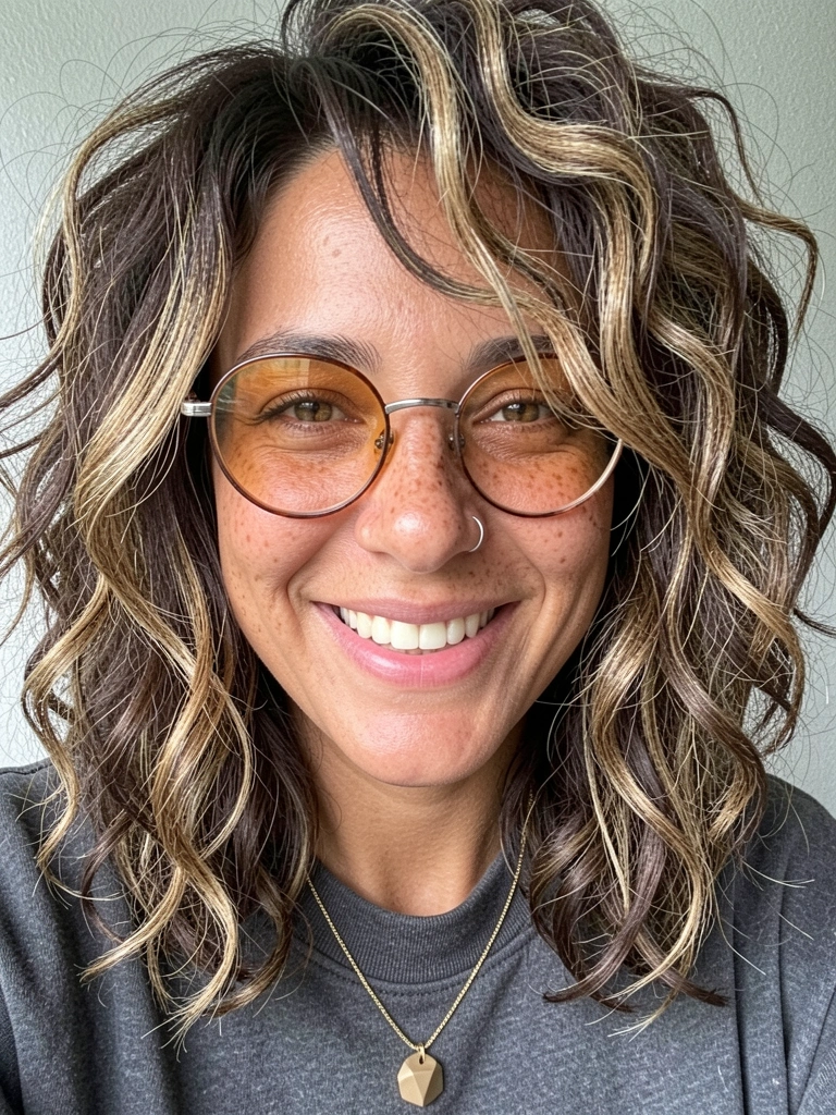 Cabelo fino antes e depois de ganhar volume com corte shaggy.