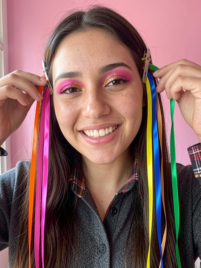 Mãos separando mechas de cabelo cacheado curto para iniciar um penteado.