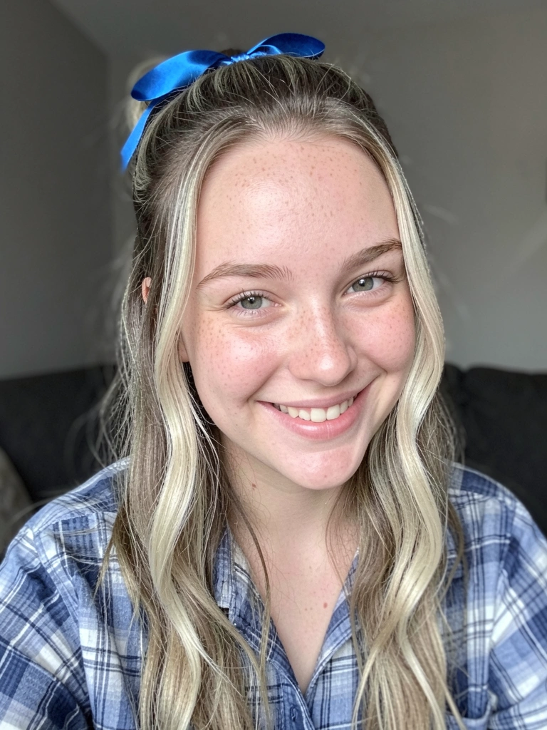 Cabelo semi-preso com laço de fita e ondas soltas