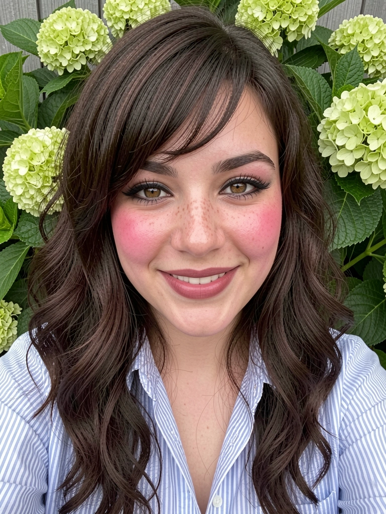 Antes e depois de um corte de cabelo com franja, destacando a diferença entre os dois visuais.