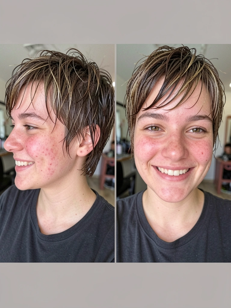 Colagem com diferentes modelos de cortes bob e pixie cut modernos em diversos ângulos e texturas.