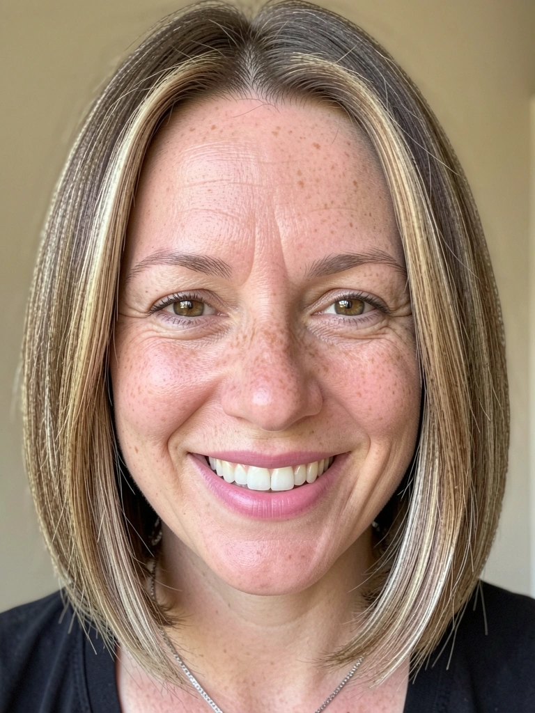 Cabelo liso com corte Italian Bob e pontas desfiadas, iluminado por luz natural.