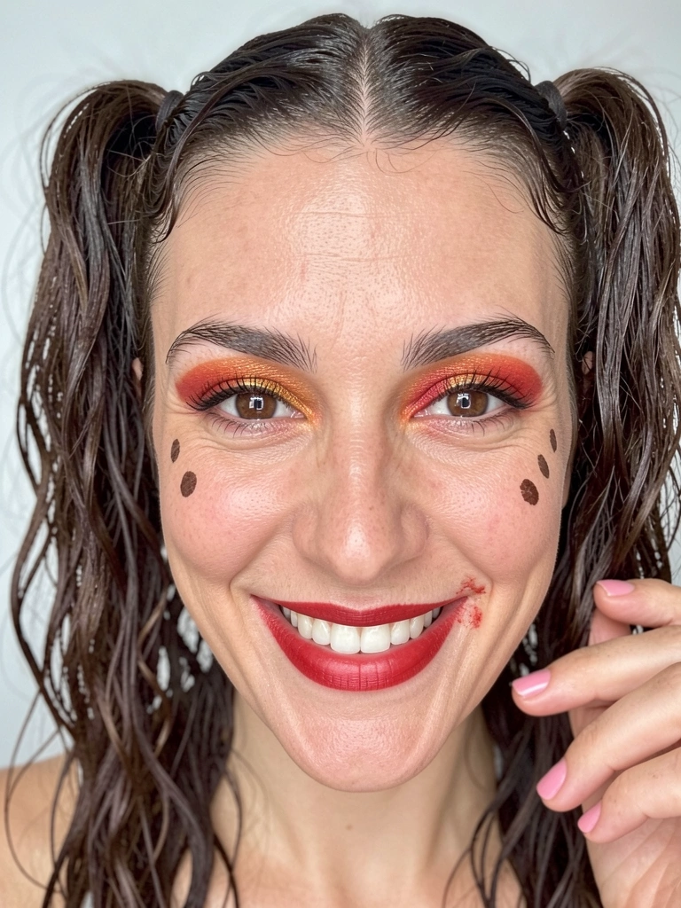 Mulher com pele iluminada, base natural e sorriso.