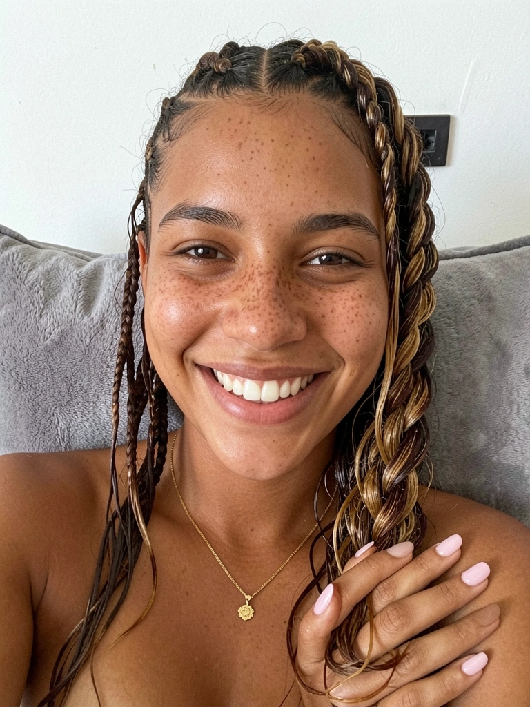 Trança gypsy volumosa ao lado de goddess braids definida.