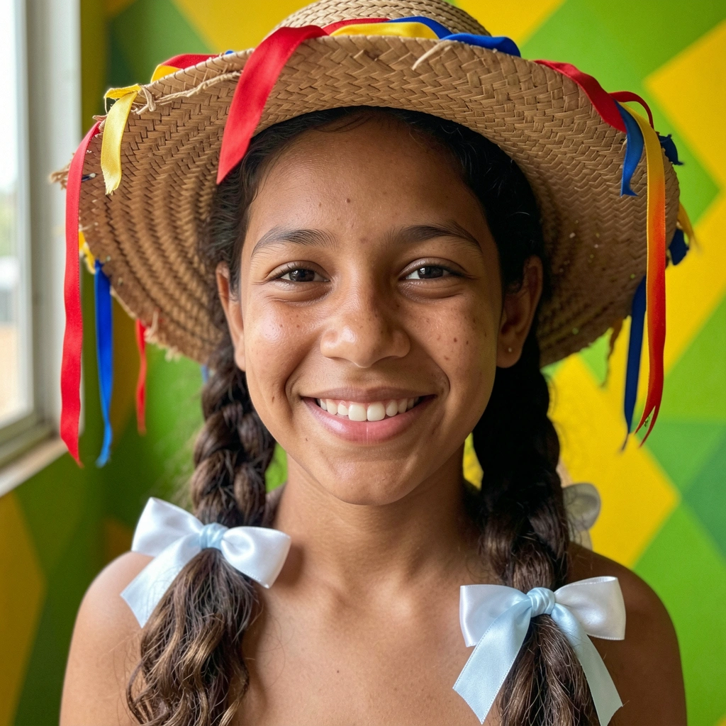 Fitas de cetim coloridas trançadas formando um laço decorativo.
