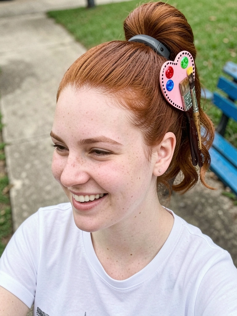 Selfie quadrada de uma pessoa com cabelo volumoso e desgrenhado, olhando para a câmera.