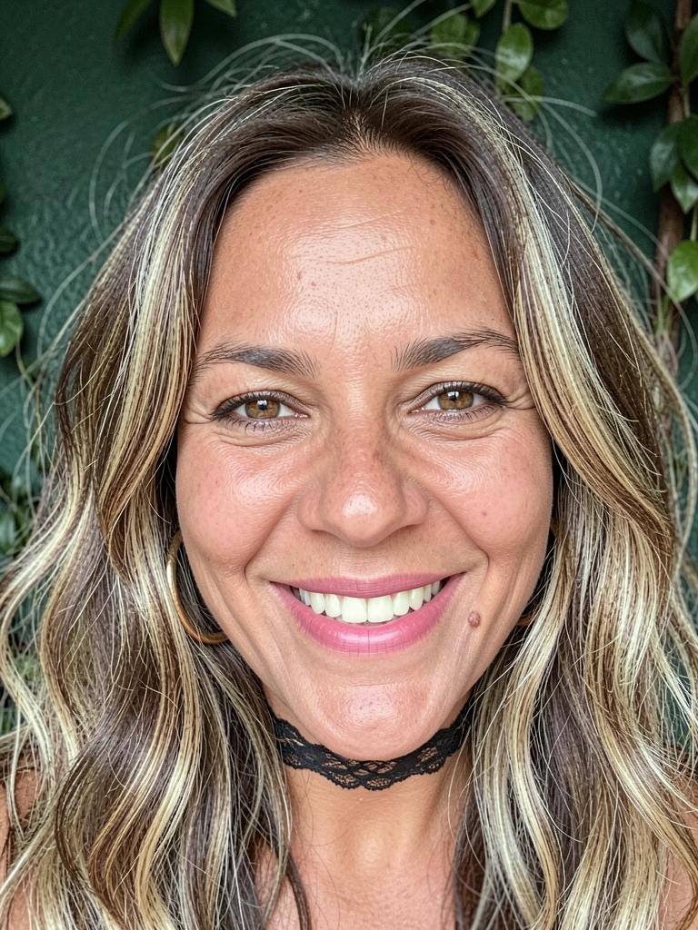 Corte em camadas longas em cabelo ondulado, com ondas soltas.