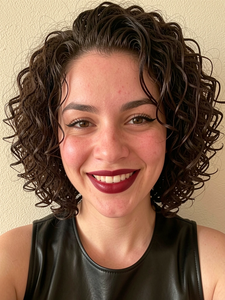 Corte redondo em cabelo crespo tipo 4C, com volume natural e formato arredondado.