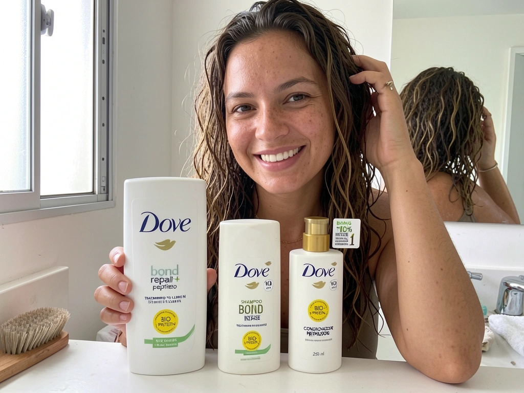 Cronograma capilar semanal impresso com Dove Bond Intense Repair ao lado.