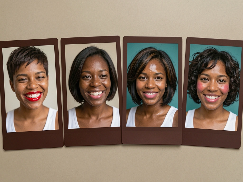 Colagem de quatro cortes curtos femininos: mixie, blunt bob, french bob e kitty cut, com diferentes texturas e cores.